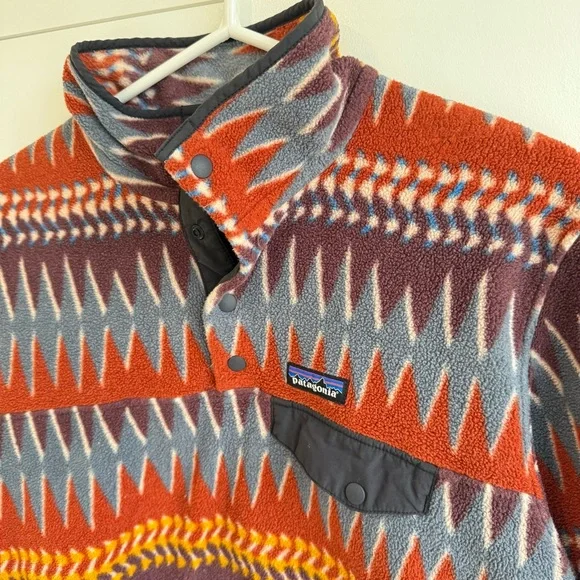 Patagonia Synchilla Snap-T Fleece Pullover Laughing Waters Dark Ruby Size med - Picture 6 of 11